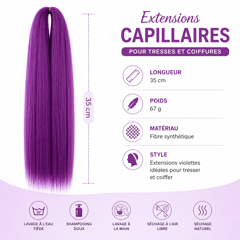 Mèches Extension Rajout Cheveux Mauve