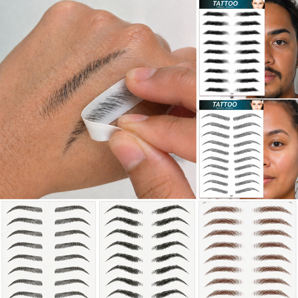 Sticker Sourcils Temporaires 4D — Feuille de 10 paires