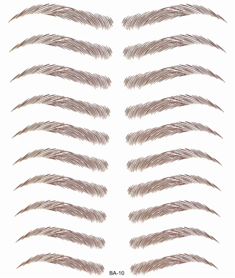 Sticker Sourcils Temporaires 4D — Feuille de 10 paires